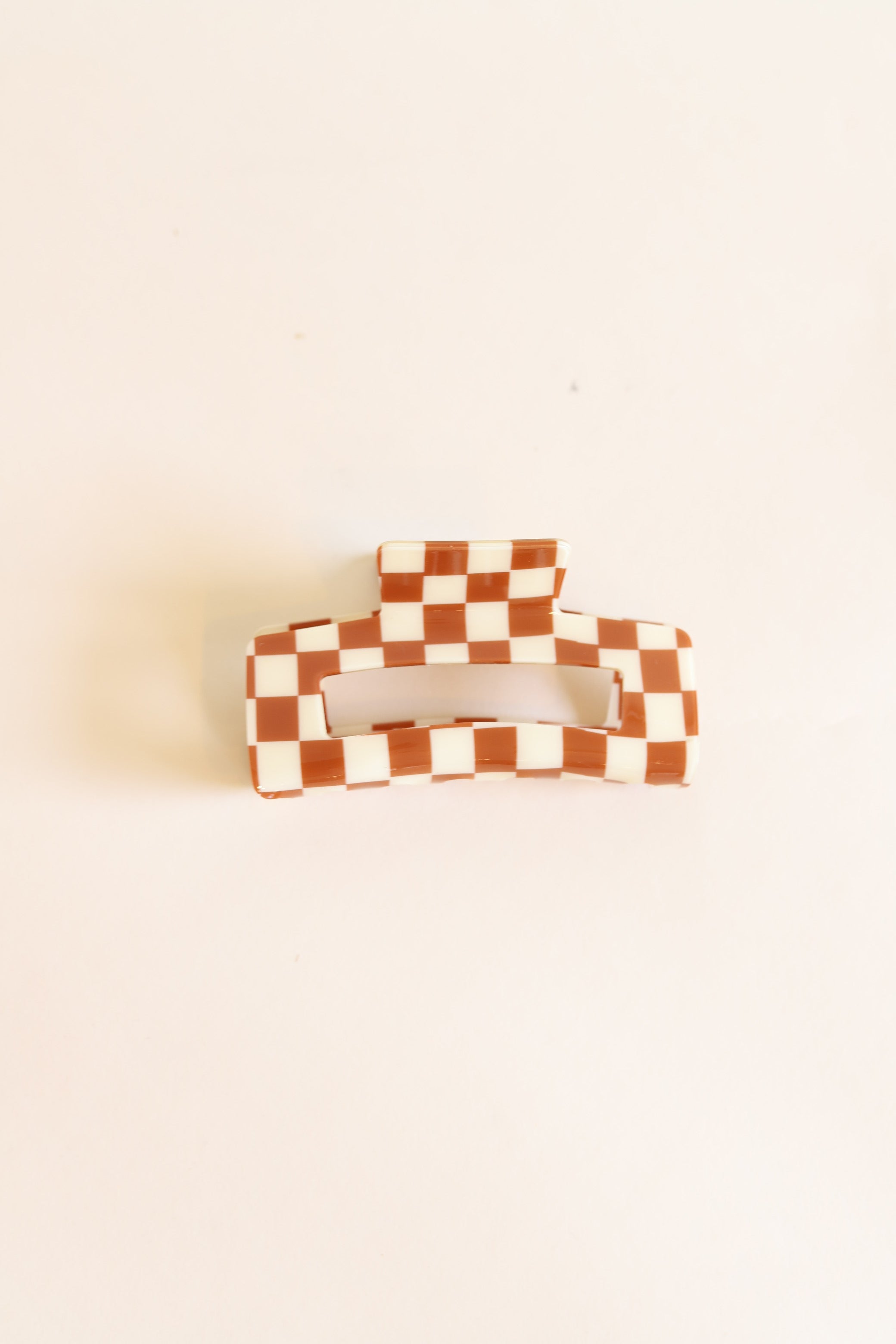 Brown Checkered | Large Hair Clip