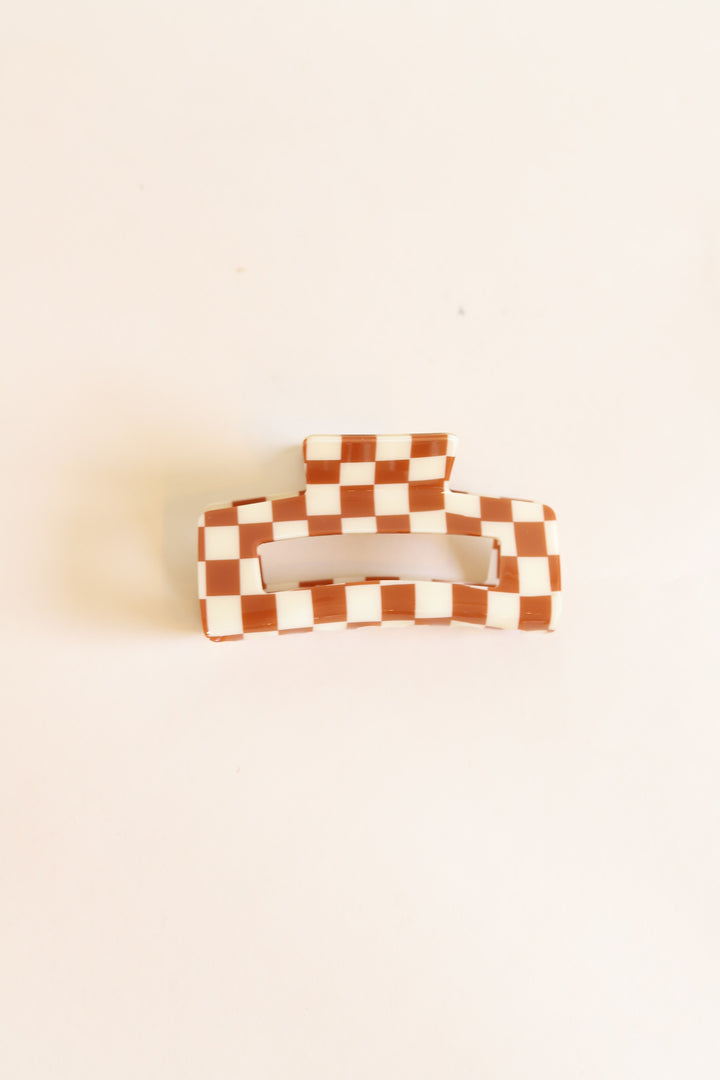 Brown Checkered | Large Hair Clip