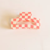 Pink Checkered | Large Hair Clip