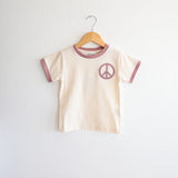 Peace Embroidered Ringer in Woodrose