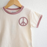Peace Embroidered Ringer in Woodrose