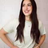 The Mom Crop in Striped Sage