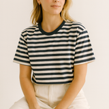 The Mom Crop in Striped Navy
