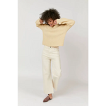 Ecru high rise Aberdeen ankle crop jean with stylish womens clothes vibe