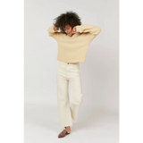 Ecru high rise Aberdeen ankle crop jean with stylish womens clothes vibe