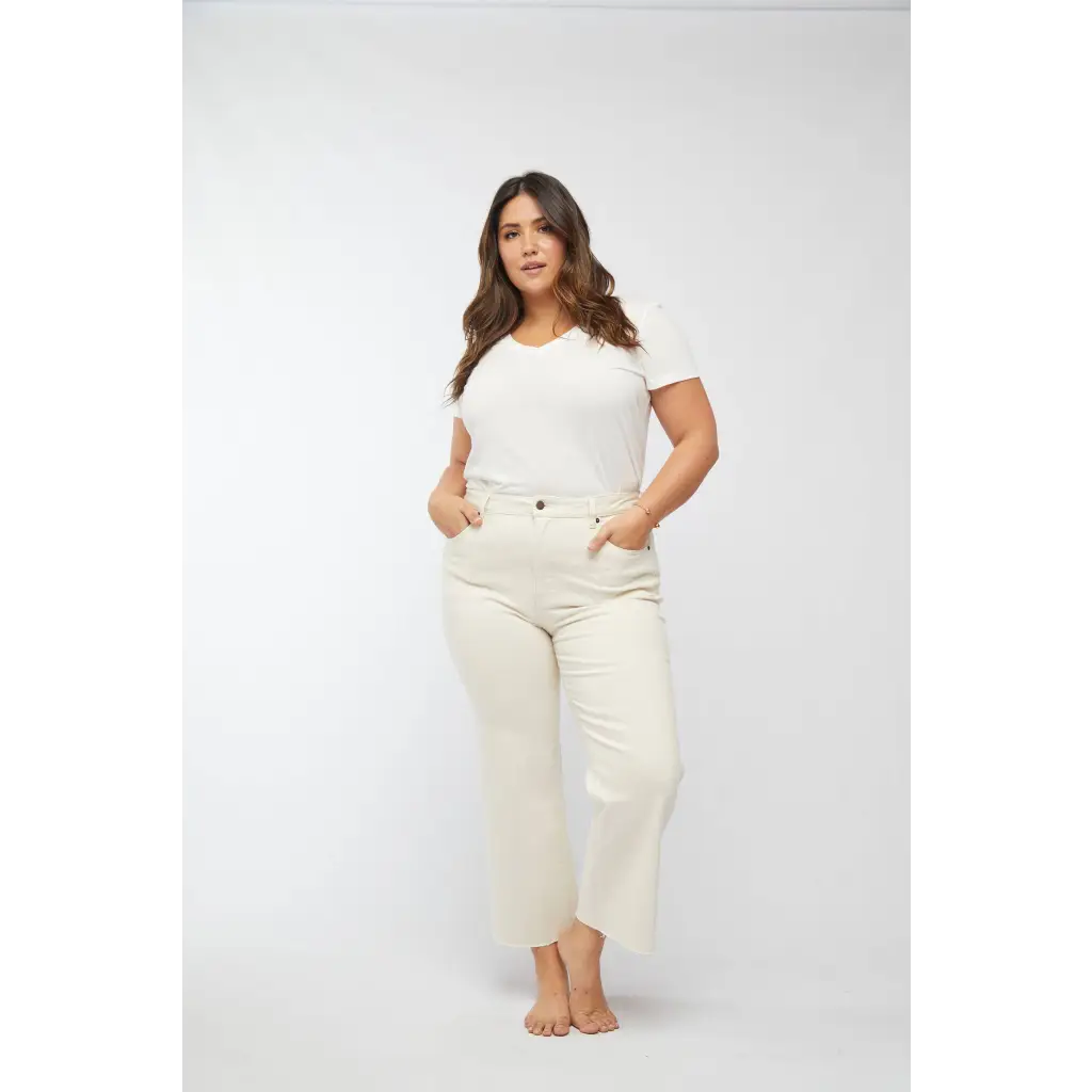 Ecru Aberdeen Ankle Crop high rise wide-leg pants for stylish womens clothes