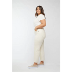 Cream-colored high rise Aberdeen Ankle Crop Jean in relaxed fit