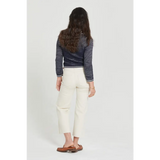 Ecru Aberdeen Ankle Crop high rise jean, white cropped pants with elastic waistband