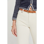 Ecru high rise Aberdeen Ankle Crop Jean with cream chinos and gold details