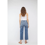 Relaxed fit high rise Aberdeen Ankle Crop Jean in vintage worn blue denim