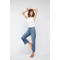 White sleeveless tank top in high rise vintage worn style