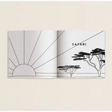 Open safari-themed coloring book from All the Animals drawing lessons for kids