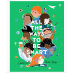 Book cover of a beautiful picture book with diverse cartoon kids celebrating intelligence