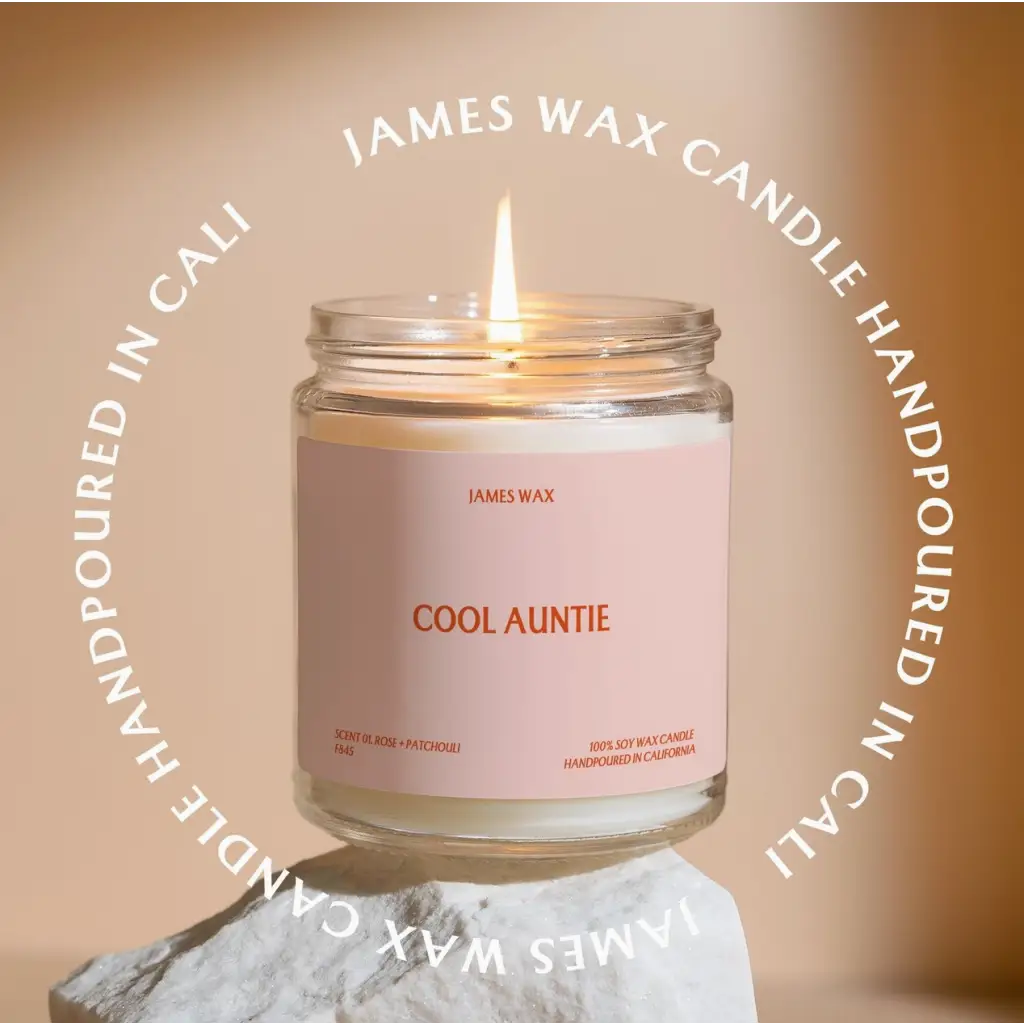 Lit Cool Auntie scented candle in glass jar, the perfect auntie gift cool for any occasion