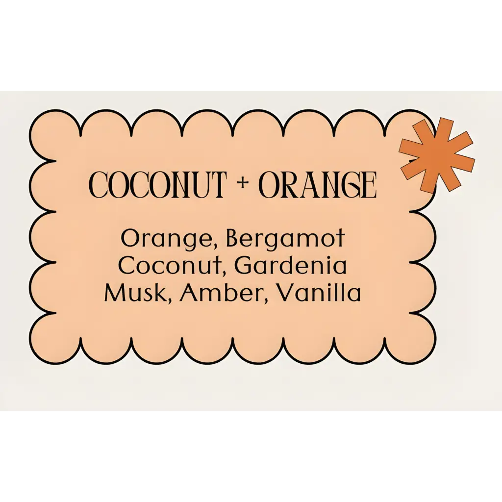 Scalloped label for Auntie Gift, Cool Auntie Candle with Coconut + Orange fragrance notes