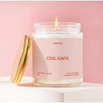 White candle in a jar with gold lid, perfect Auntie Gift, Cool Auntie vibe