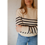 Ava Mock-Neck Sweater in cream and black striped polished prints
