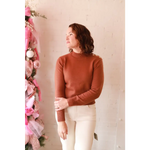 Rust Ava Mock-Neck Sweater with stylish womens clothes vibe