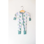 Cute Baby onesie with a fun balloon doggies bamboo pattern, perfect for cozy nights