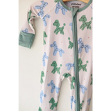 Baby pajamas featuring a fun Balloon Doggies Bamboo pattern in a cozy sleeper design