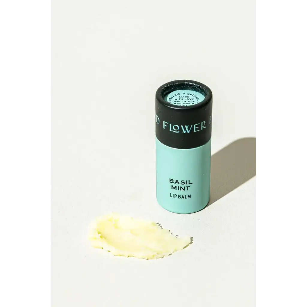 Basil Mint organic lip balm tube, 0.3 oz, natural Wisconsin made