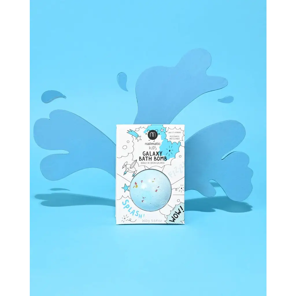 Galaxy bath bomb for kids Comet with blue white design