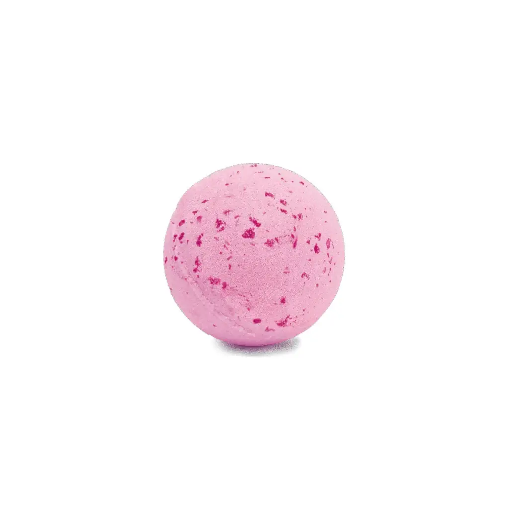 Pink speckled COSMIC bath bomb for kids with textured surface