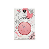 Pink galaxy bath bomb with colorful speckles for kids, by Nailmatic