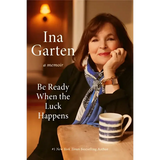 Ina Garten book Be Ready When The Luck Happens with smiling woman on polished prints cover