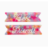 Colorful watercolor ribbons with Best Friends text for cute hair clips