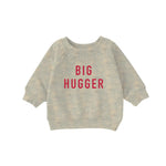 Light gray Big Hugger Kids Sweatshirt in organic cotton fabric with red text