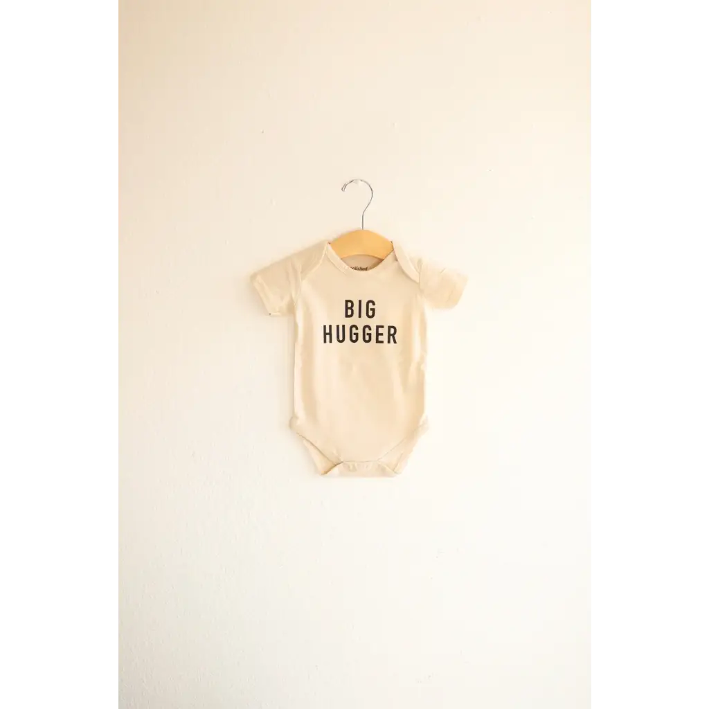 Cream-colored Big Hugger Organic Cotton Baby Onesie for 3mo fits closer