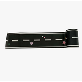 Black Play Road Tape featuring white stripes and decorative stars for creative fun