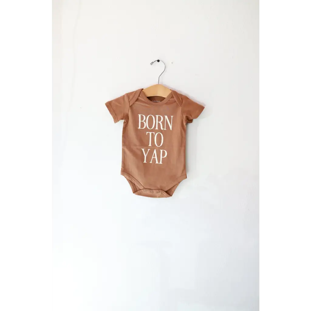 Brown Born to Yap Organic Cotton Baby Onesie perfect for comfy and eco-friendly style