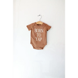 Brown Born to Yap Organic Cotton Baby Onesie perfect for comfy and eco-friendly style