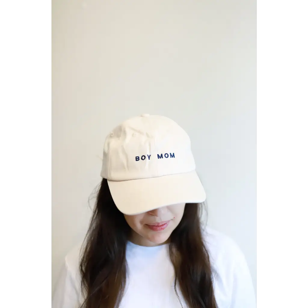 White Boy Mom embroidered baseball cap perfect for proud boy moms everywhere