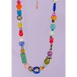 Bright colorful beaded necklace with polished prints for stylish womens clothes