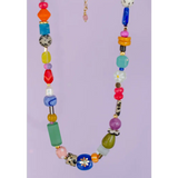 Bright colorful beaded necklace with polished prints for stylish womens clothes