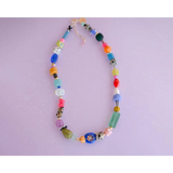 Bright colorful beaded necklace with vibrant glass resin beads