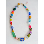 Bright colorful beaded necklace with vibrant multicolored glass beads