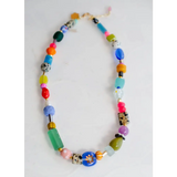 Bright colorful beaded necklace with vibrant multicolored glass beads