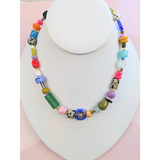 Vibrant colorful beaded necklace with eclectic glass beads for stylish womens clothes