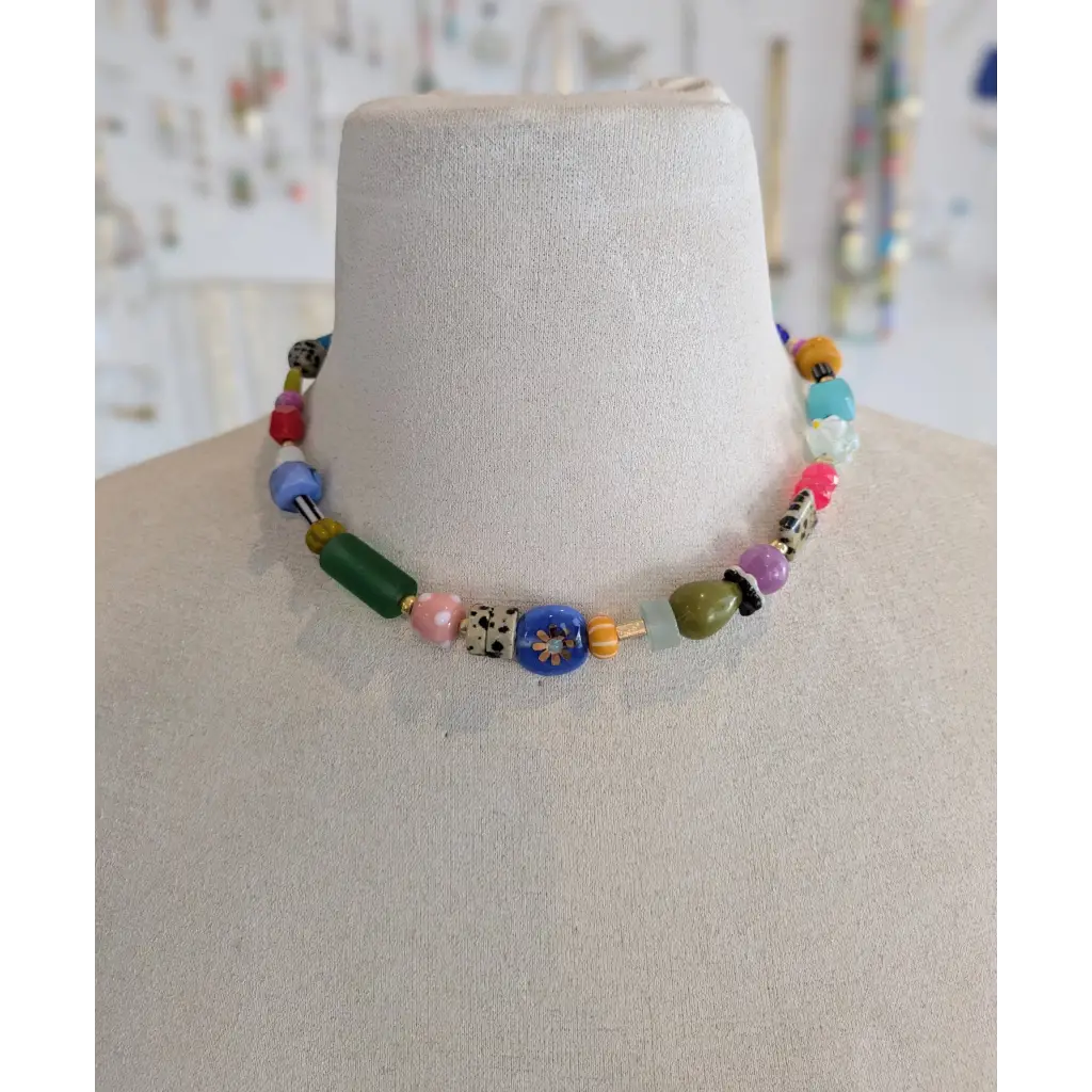 Vibrant handcrafted colorful beaded necklace for stylish womens clothes