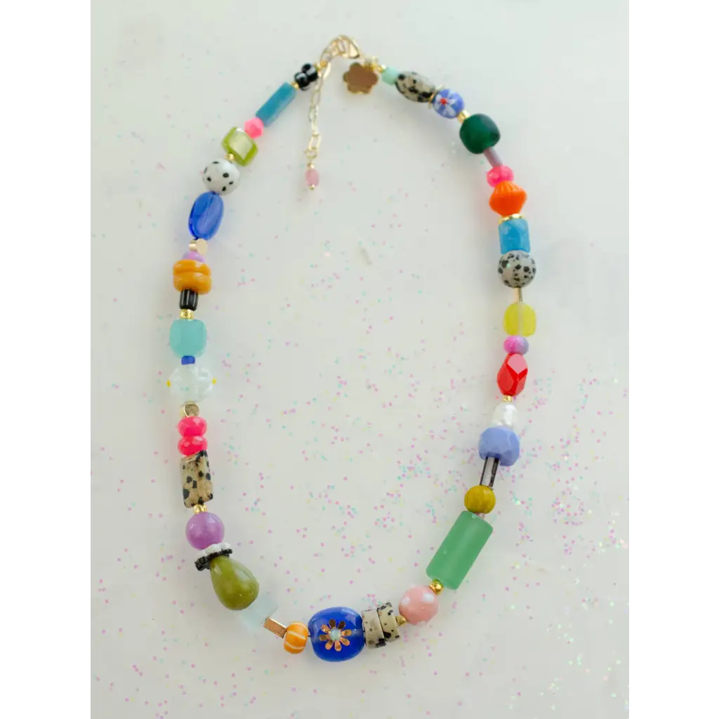 Bright colorful beaded necklace with stylish womens beads