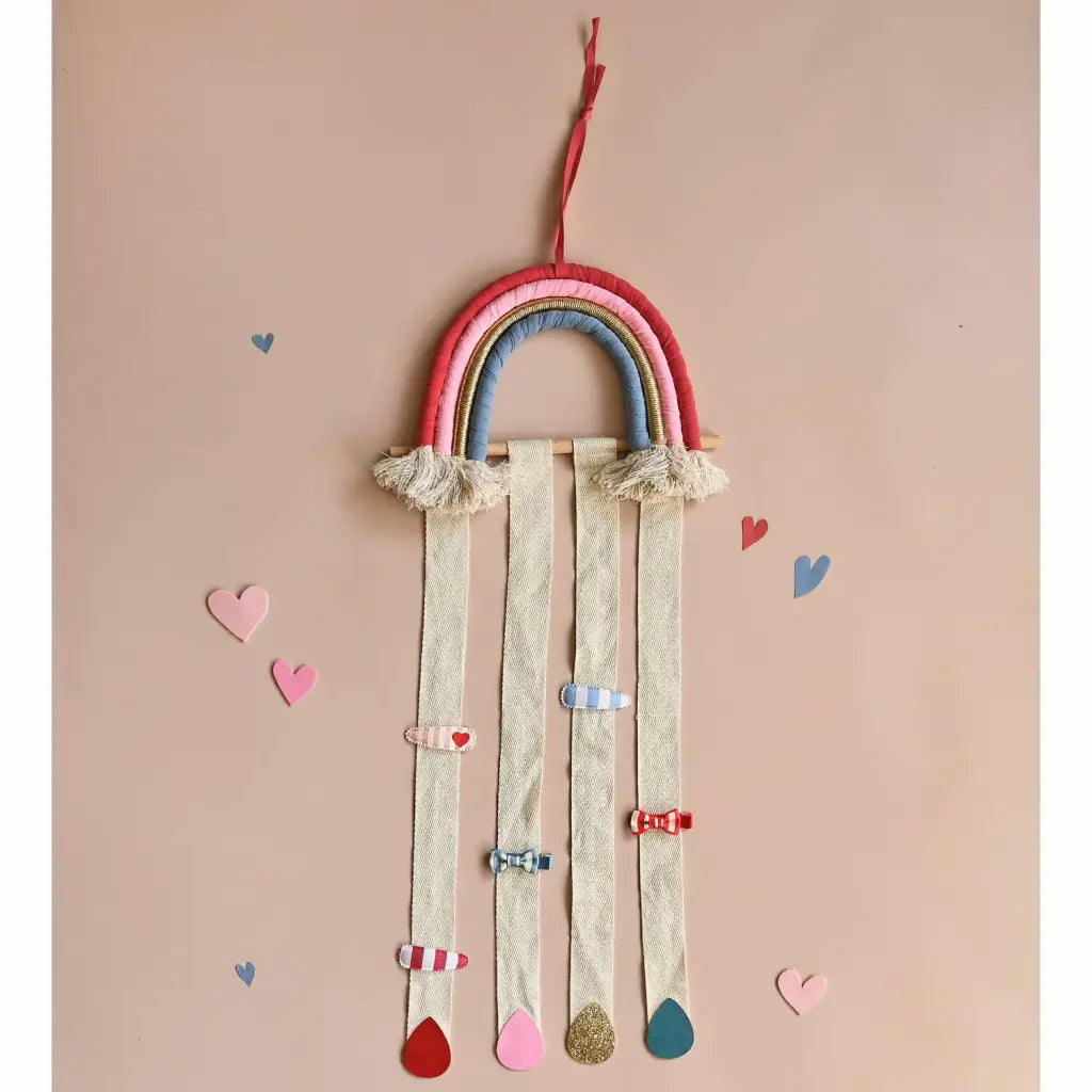 Bright Rainbow Drops Clip Hanger with colorful ribbons for stylish womens clothes organizer