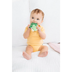 Cute green frog broccoli crinkle teether toy for babies