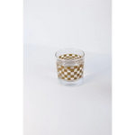 Clear 10oz Checkered Cocktail Glass with Gold Pattern - Stylish Heavy-Based Design