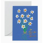 Sympathy card with white daisies and smiles, perfect for sending loving thoughts