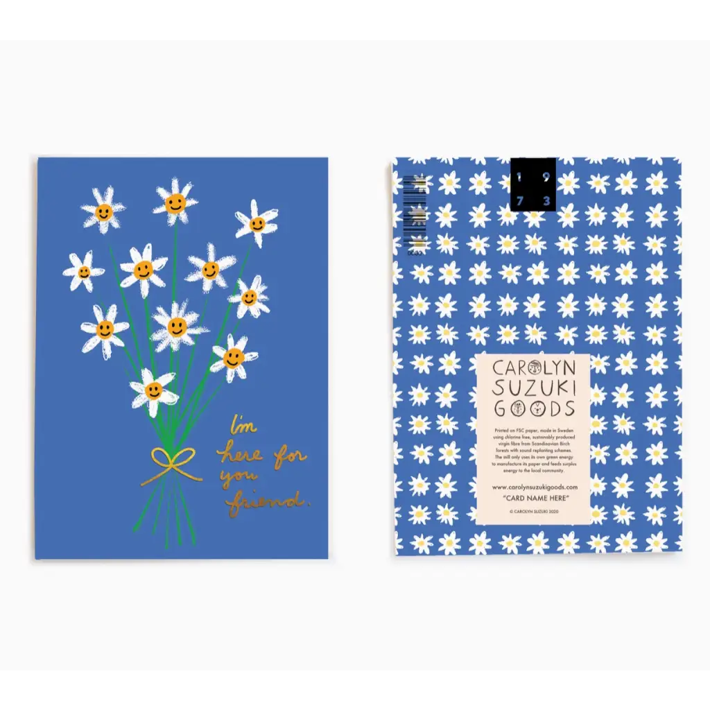 Blue Sympathy Card with white daisy patterns, a perfect touch for heartfelt wishes