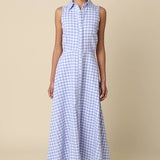 Gene Gingham Button-Front Maxi Dress